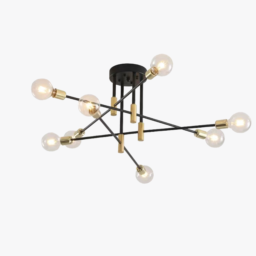 Modern Metal Geometric Dining Room Ceiling Light, Black, Trichromatic Light