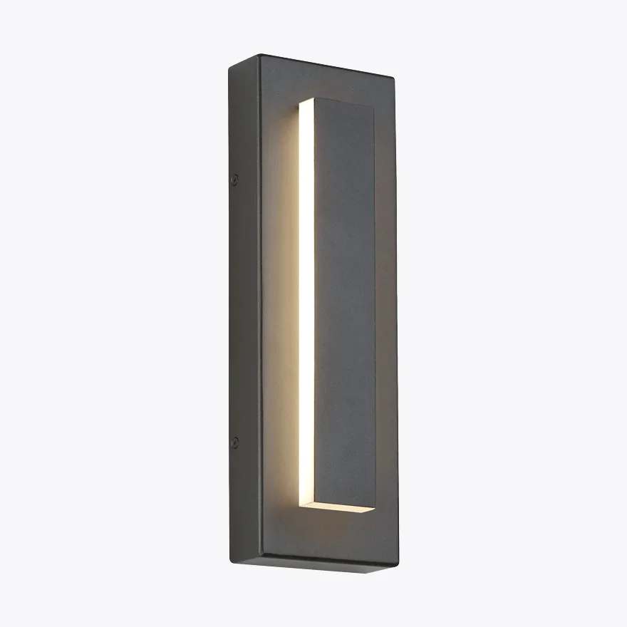 Unusual Metal And Acrylic Rectangular Garden Wall Lamp, Black/Dark Grey