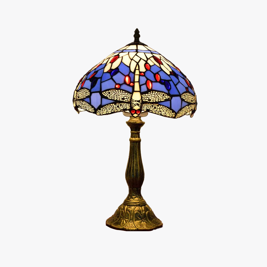 Art Deco Metal And Glass Dome Bedroom Table Lamp, Multicolor | Liiffy