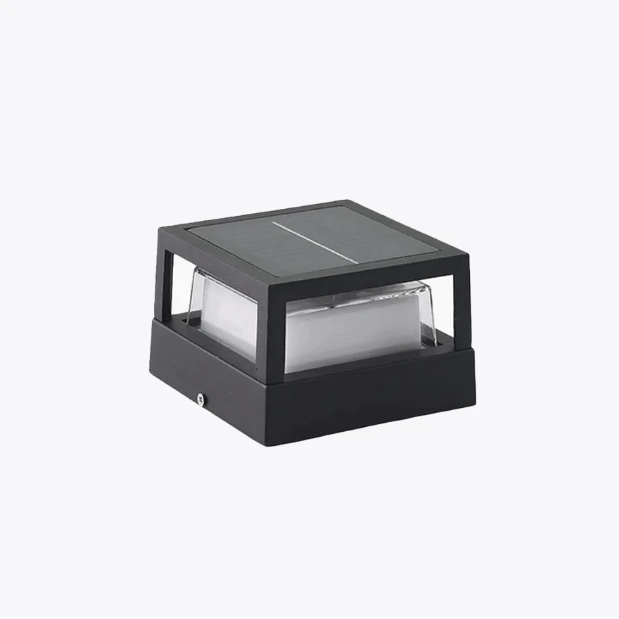 Contemporary Metal And Acrylic Rectangular Outdoor Pillar Light, Trichromatic Light