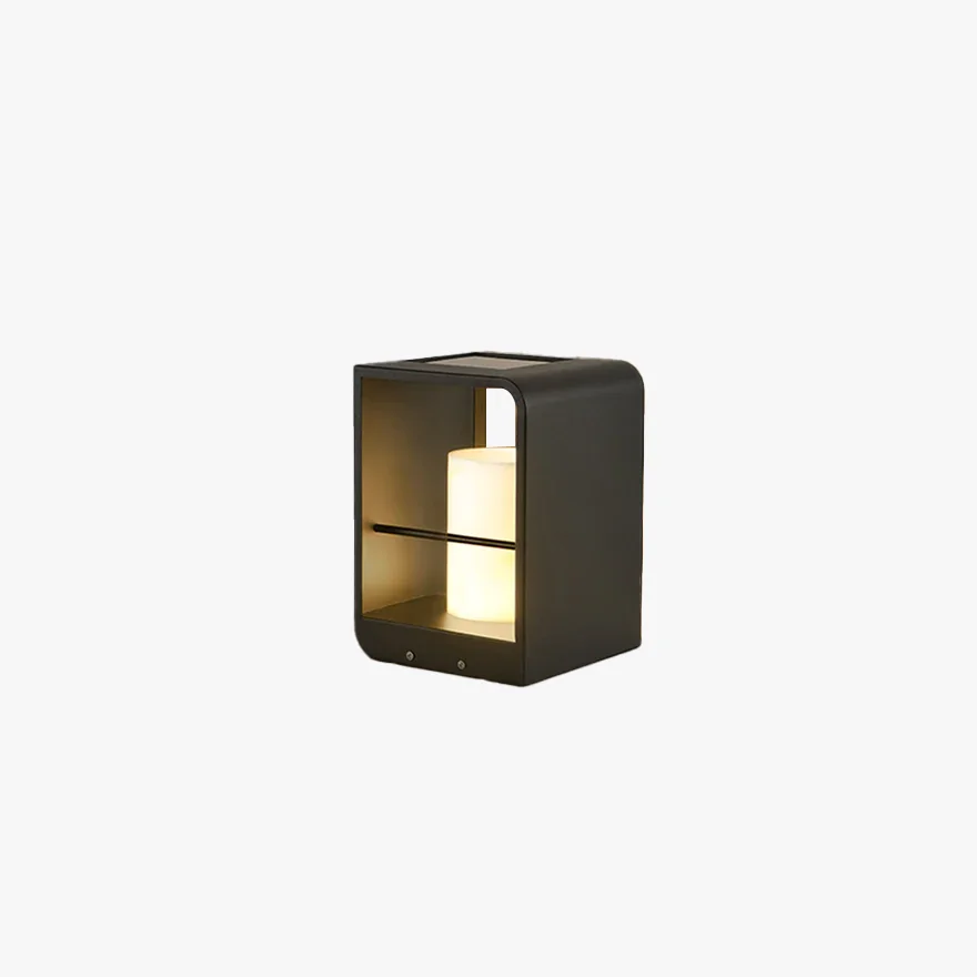 Modern Metal Rectangular Terrace Outdoor Pathway Light, Black/White/Log Color