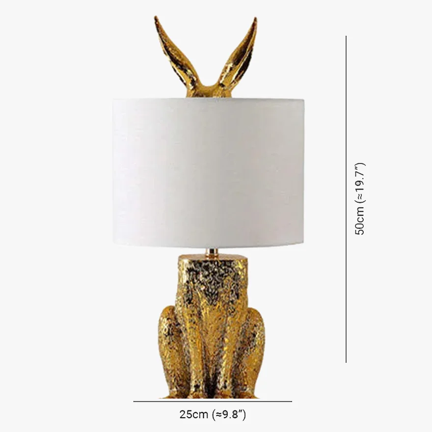 Rabbit Table Lamp hite Resin Nightstand Light for Study Room Office