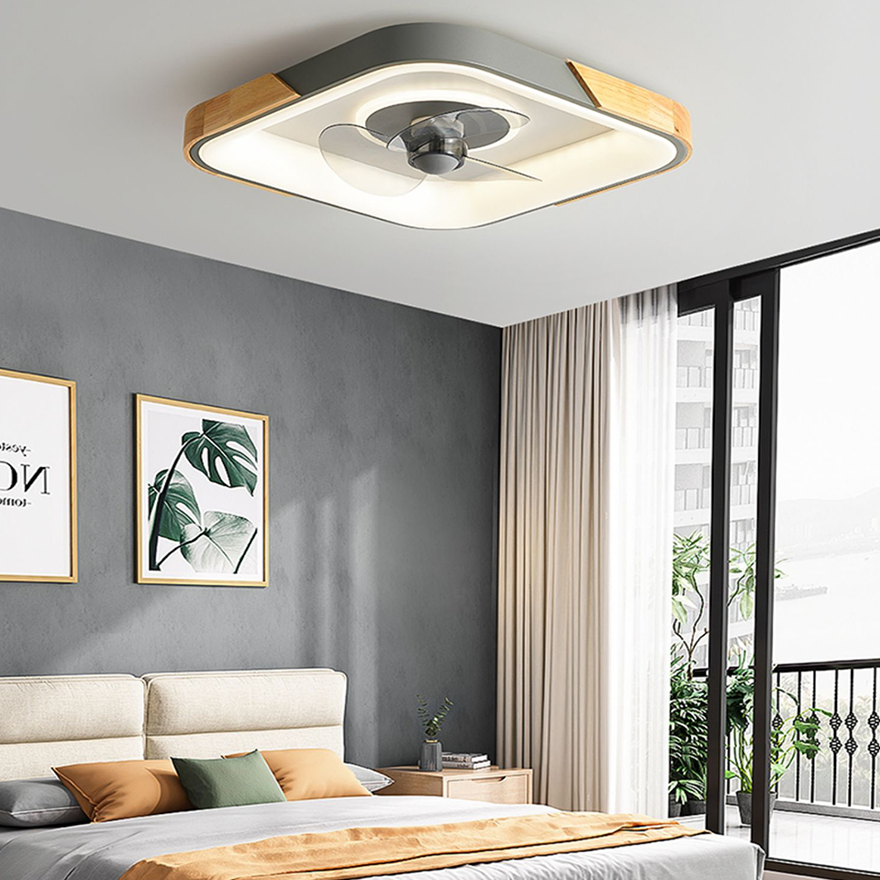 Modern Metal And Acrylic Round Living Room Ceiling Fan, White/Grey/Green