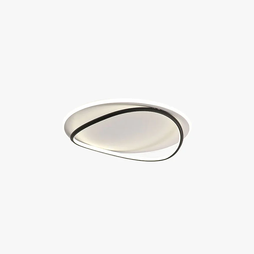 Modern Metal And Silicagel Duo-Ring Study Room Ceiling Light, Black/White