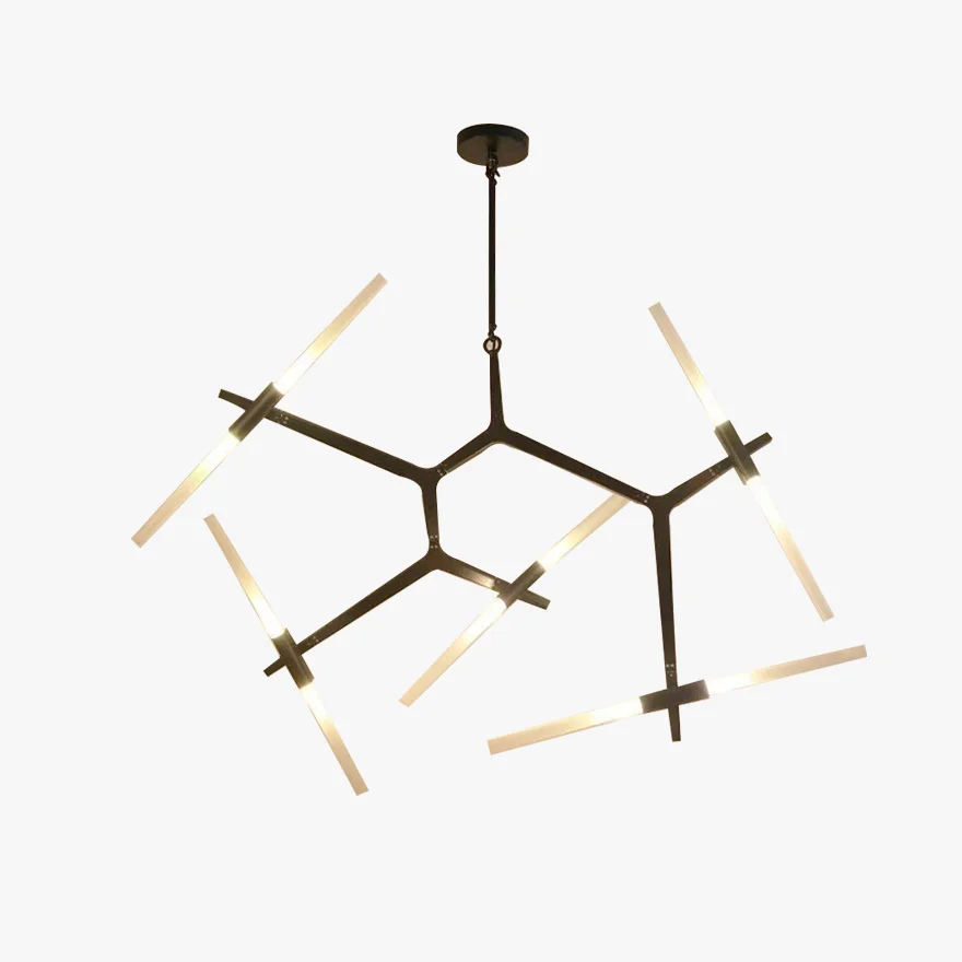 Designer Metal And Glass Dendritic Study Room Pendant Light, Black/Gold