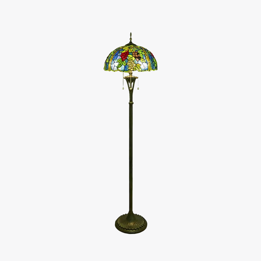 Designer  Metal And Glass Grapes Dining Room Floor Lamp, Blue-Green/Red-Yellow