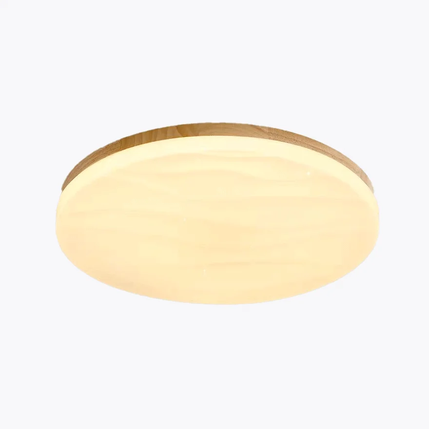 Minimalist Wooden And Acrylic Geometric Dining Room Ceiling Light, White, Trichromatic Light