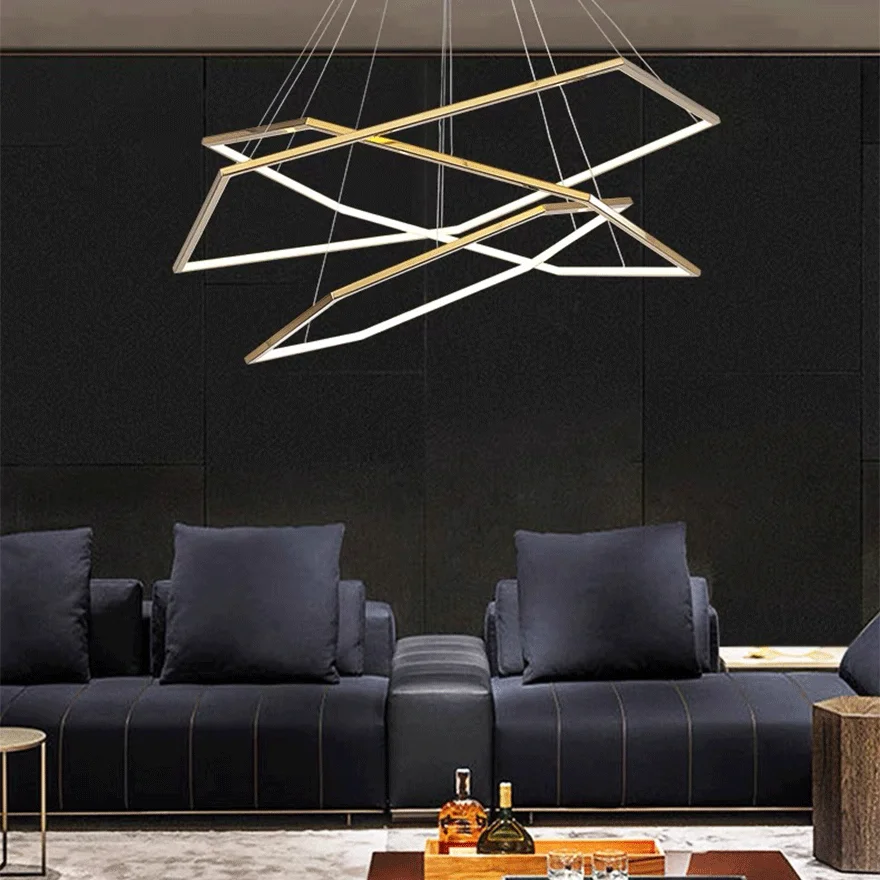 Minimalist Metal Geometric Study Room Pendant Light, Gold