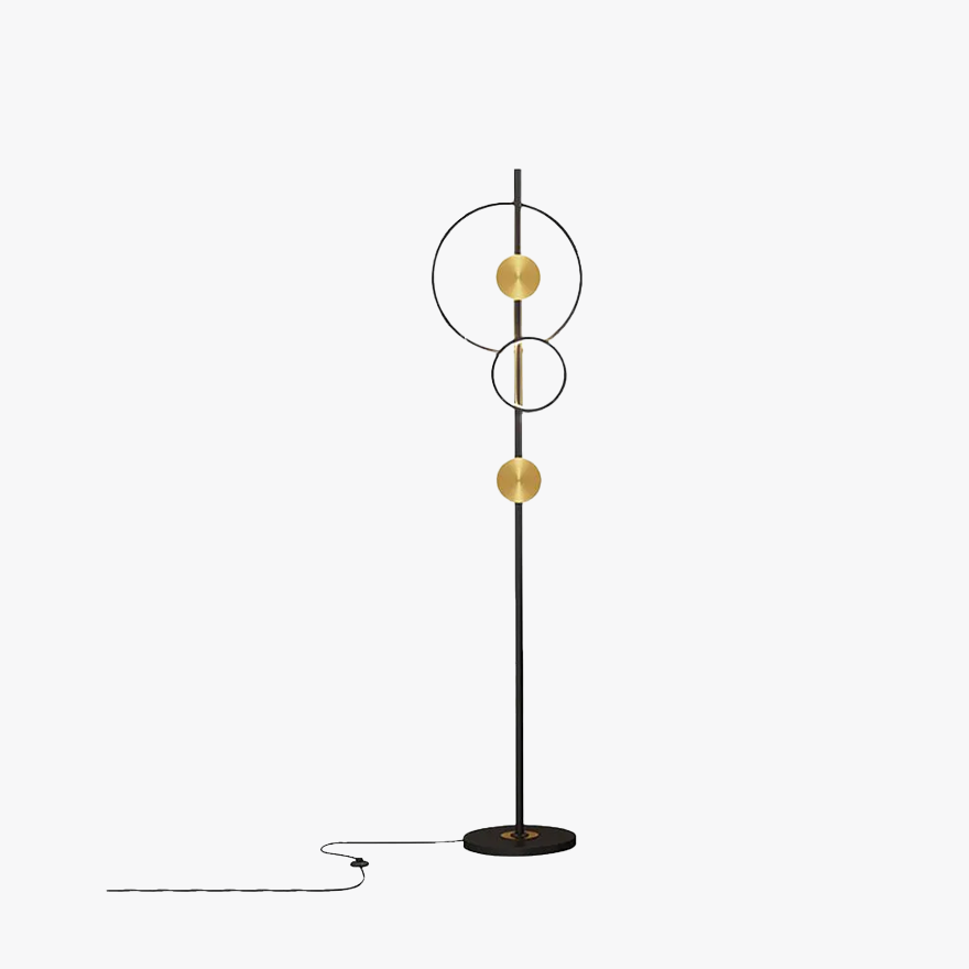 Unusual Metal And Rectangular Ouootdr Floor Lamp, Black-Gold