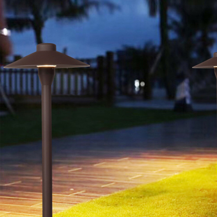 Modern Metal Hooded Garden Outdoor Pathway Light, Black