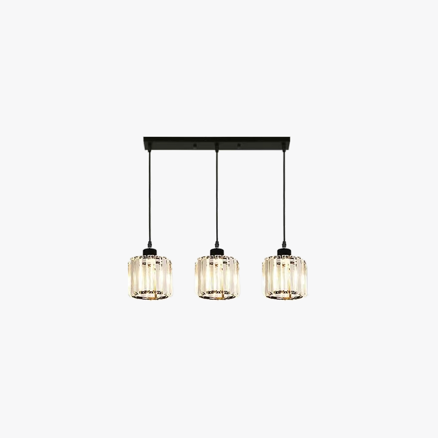 Nordic Metal And Glass Cylindrical Dining Room Pendant Light, Black/Gold