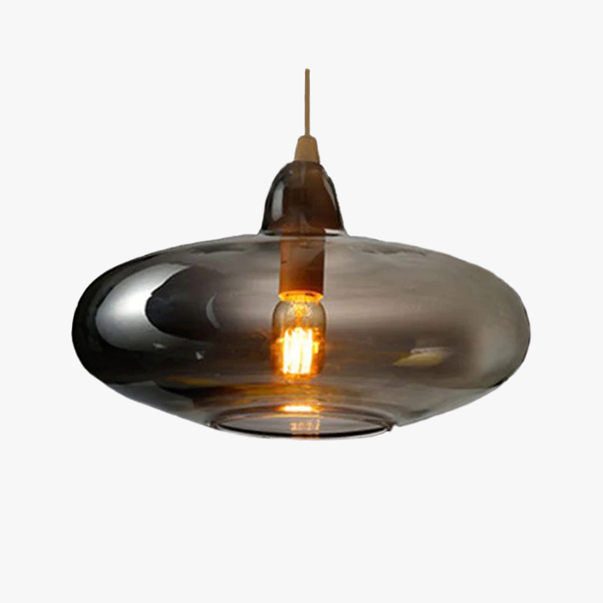 Unusual Glass Drum Dining Room Pendant Light, Amber/Clear/Smoke Gray/White