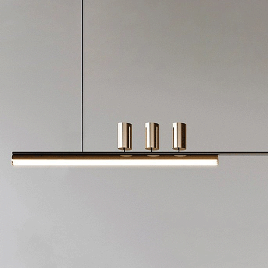 Modern Metal And Acylic Linear Kitchen Pendant Light, Black-Gold