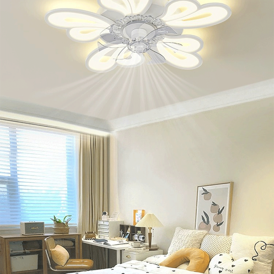 Art Deco Metal And Acrylic Floral Bathroom Ceiling Light, White, Trichromatic Light