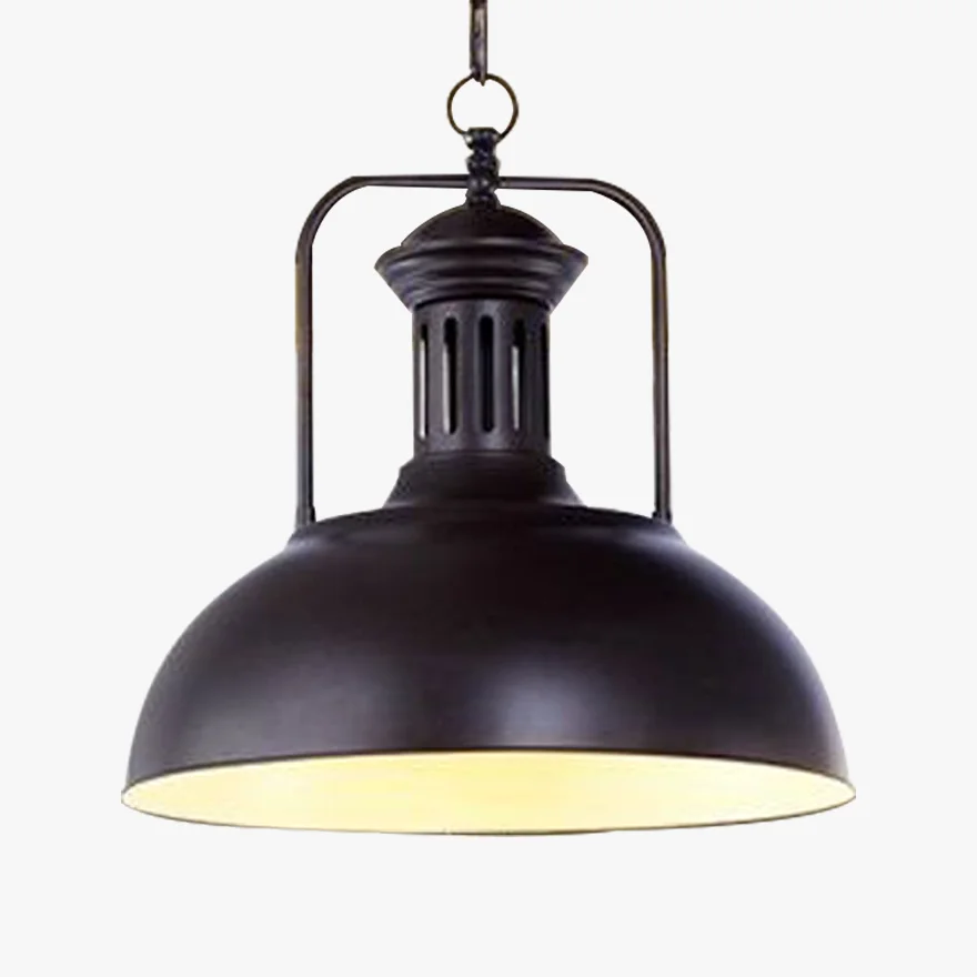 Industrial Metal Dome Dining Room Pendant Light, Black/Black White/Rust