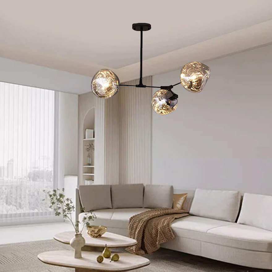 Modern Metal And Acylic Dendritic Bedroom Pendant Light, Chrome/Gold/Rose gold