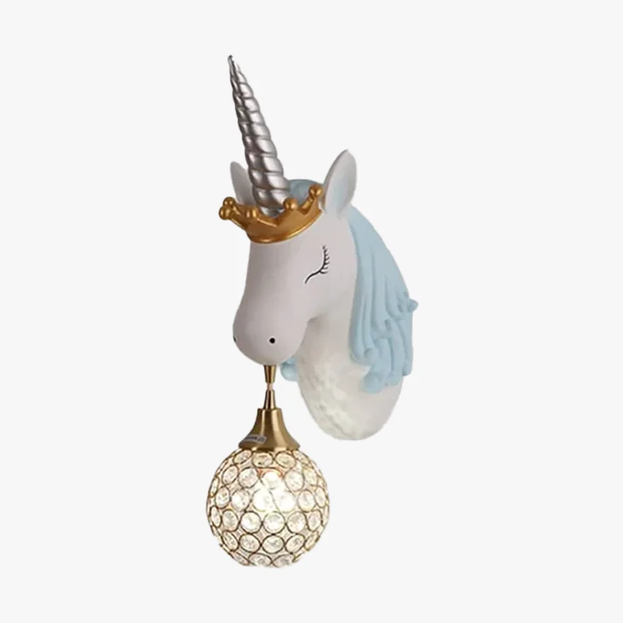 Art Deco Acrylic Unicorn Study Room Wall Lamp, Pink/ Blue