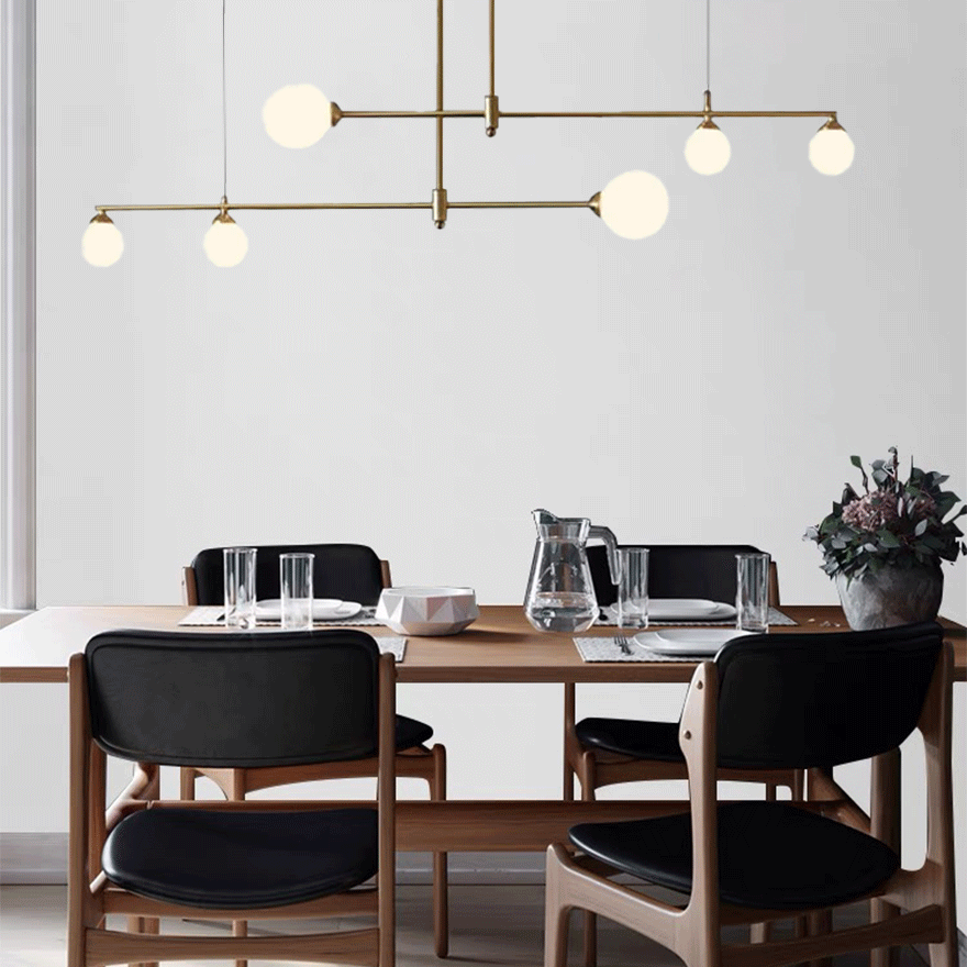 Contemporary Copper And Glass Bubble Dining Room Pendant Light, Gold