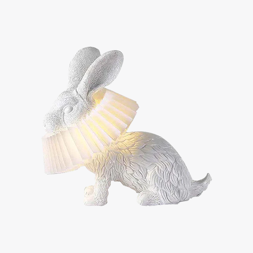 Art Deco Resin Rabbit Children's Room Table Lamp, White | Liiffy