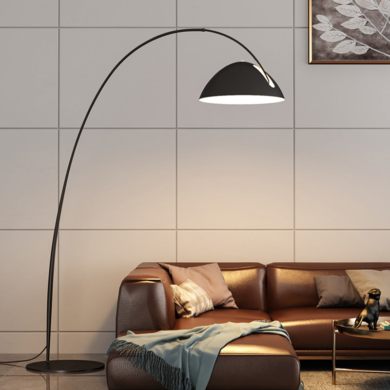 Minimalist Metal Curved Living Room Floor Lamp, Black