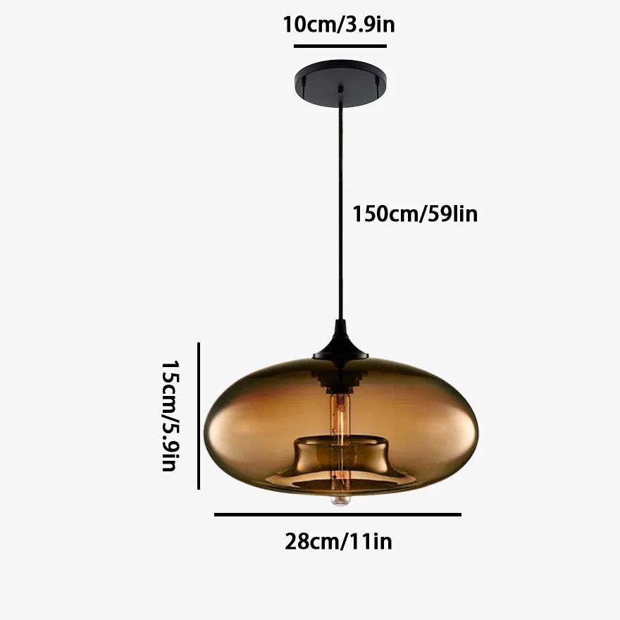 Modern Glass Drum Living Room Pendant Light, 6 Color