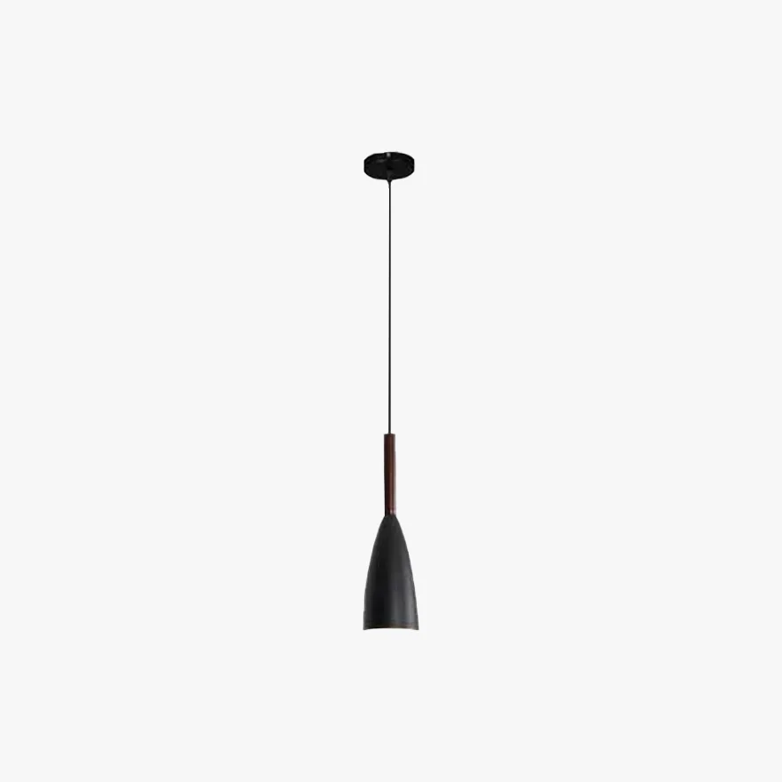 Nordic Metal And Wood Conical Kitchen Pendant Light, Black/White/Gray/Mix