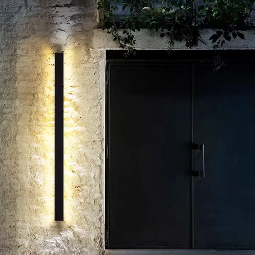 Modern Metal And Acrylic Strip Outdoor Wall Lamp, Black