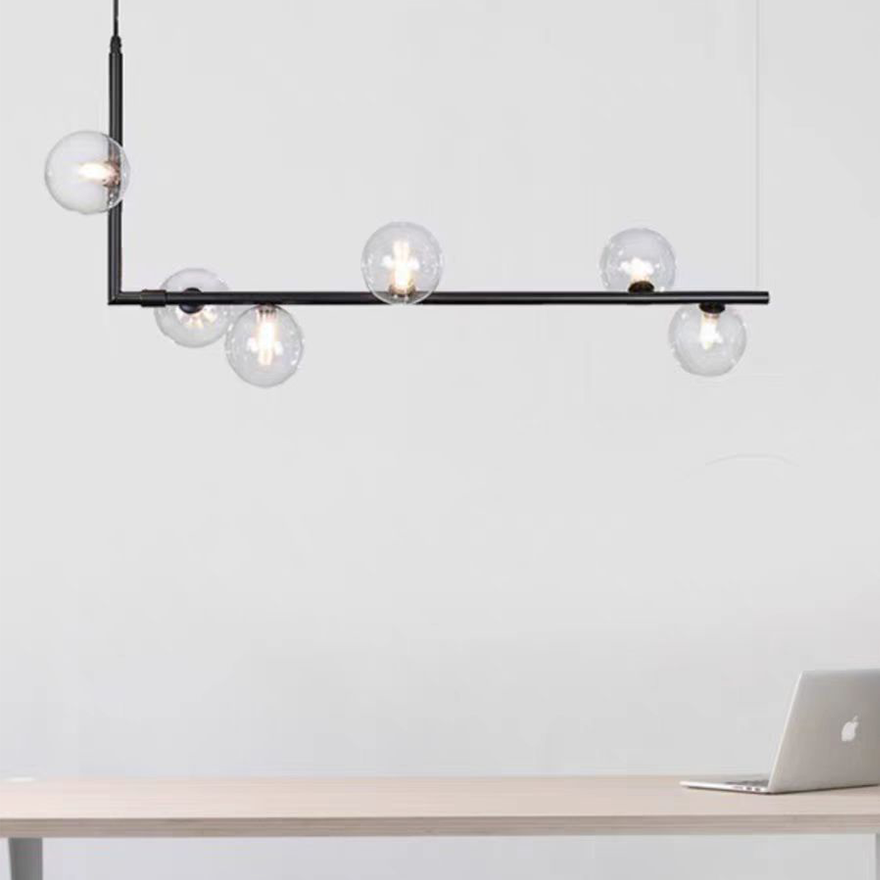 Modern Metal Linear Kitchen Pendant Light, Black/Gold