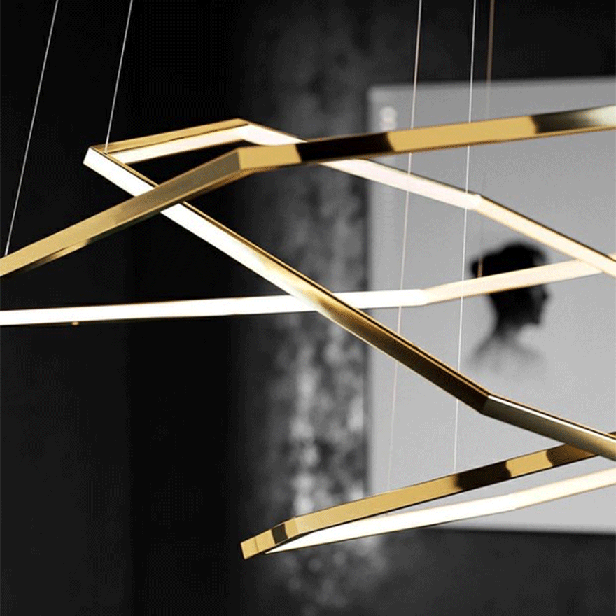 Minimalist Metal Geometric Study Room Pendant Light, Gold