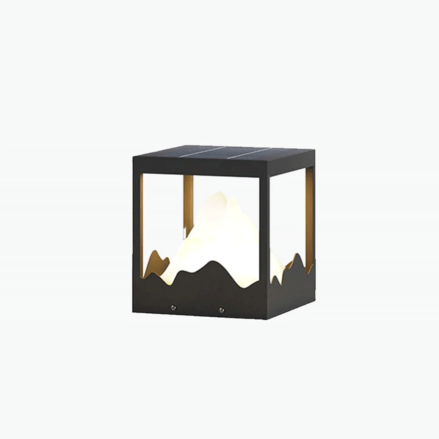 Designer Metal Mountain Outdoor Pillar Light, Black