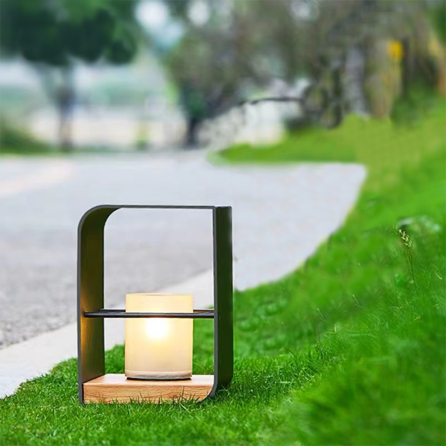 Modern Metal Rectangular Terrace Outdoor Pathway Light, Black/White/Log Color