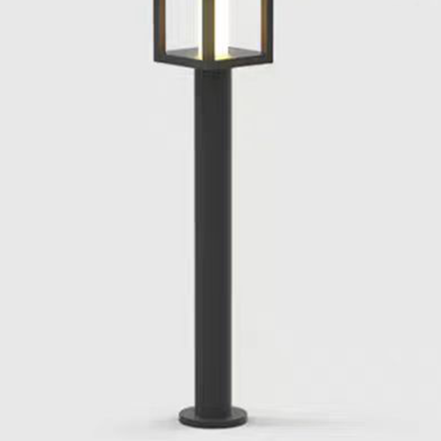 Modern Metal And Glass Square Outdoor Bollard Light, Black