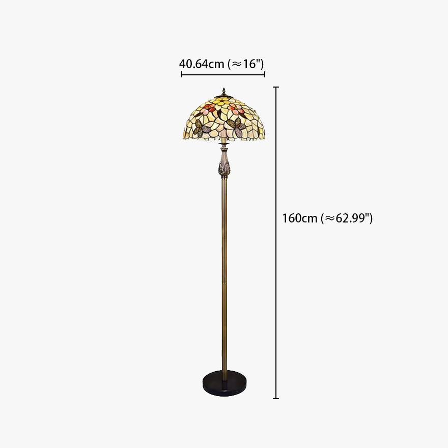 Art Deco  Metal And Glass Butterfly And Flower Children's Room Floor Lamp, Brass