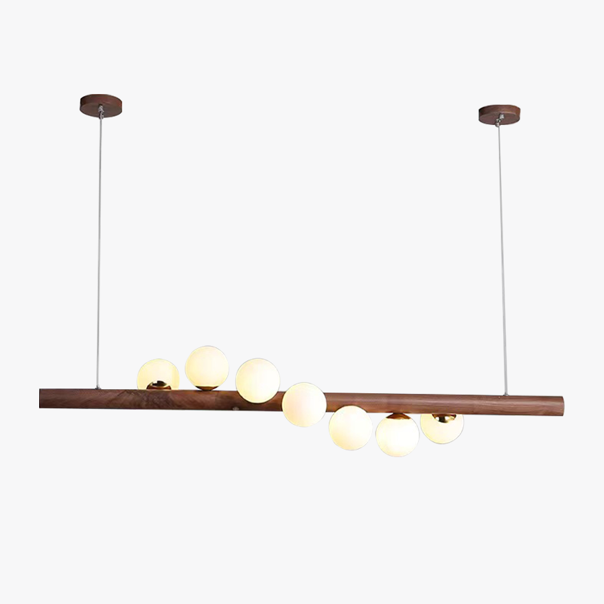 Nordic Wooden And Glass Bubble Kitchen Pendant Light, Burlywood/Walnut