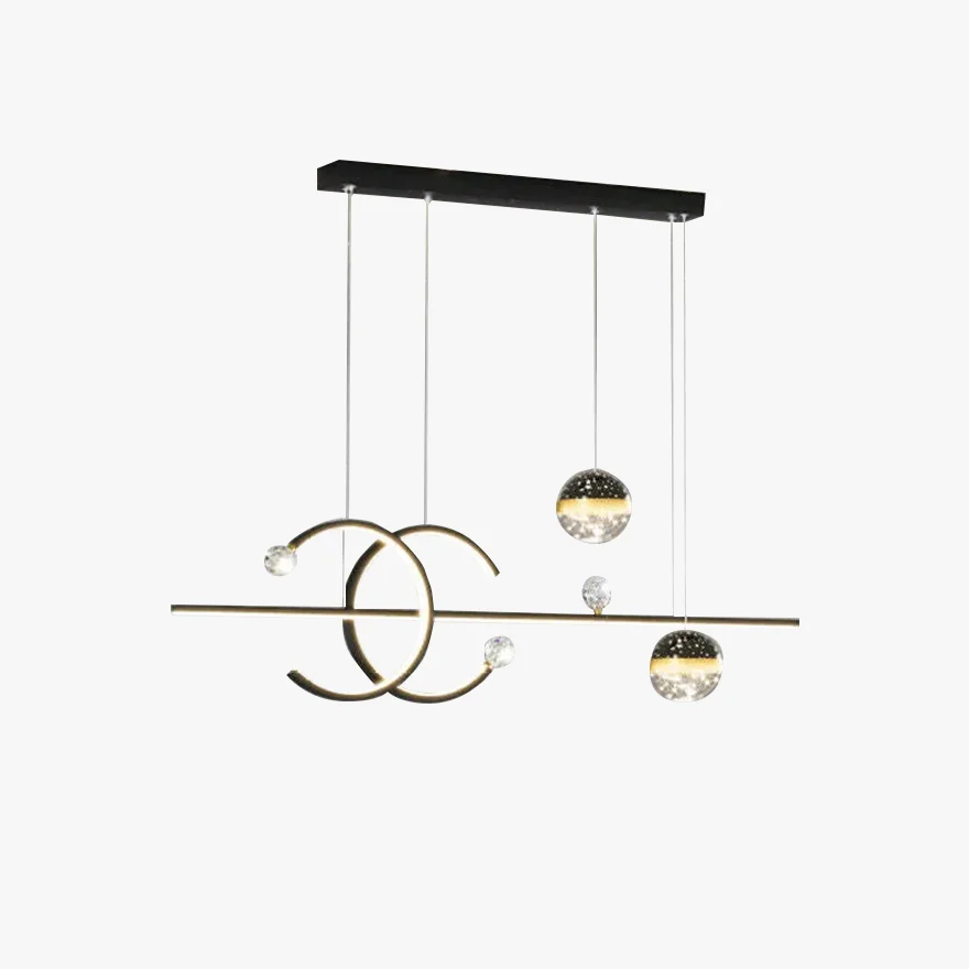 Modern Metal Linear Bar Pendant Light, Black/Gold, Trichromatic Light