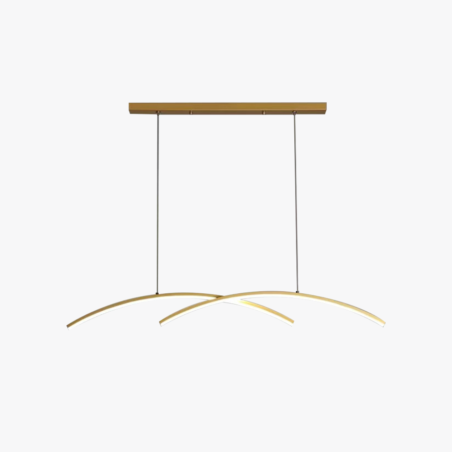 Minimalist Metal Double Curve Dining Room Pendant Light, Black/Gold, Trichromatic Light