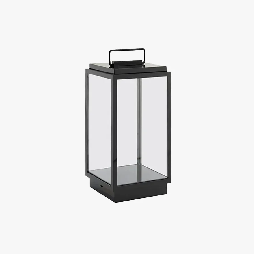 Minimalist Metal And Glass Rectangular Outdoor Floor Lamp, Black