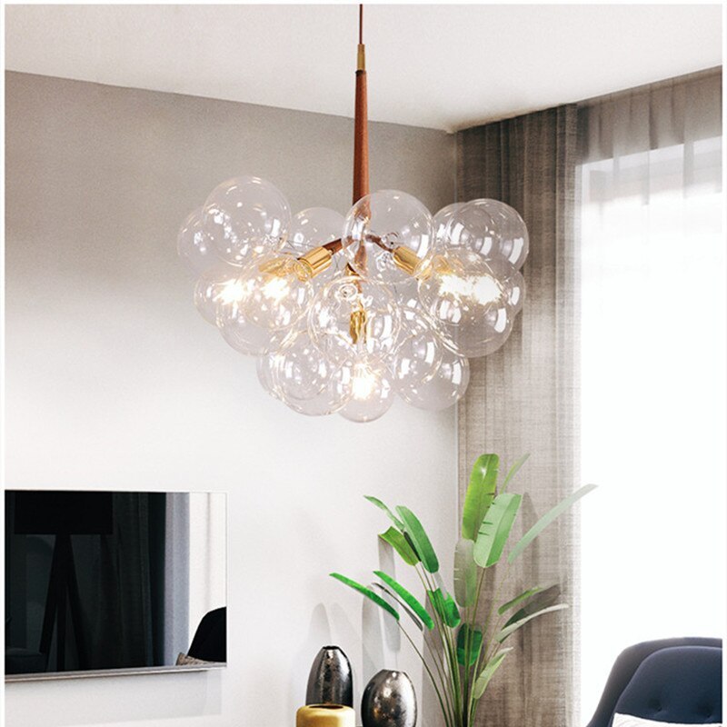 Nordic Metal And Glass Bubble Dining Room Pendant Light, Black/Brown/white/gold