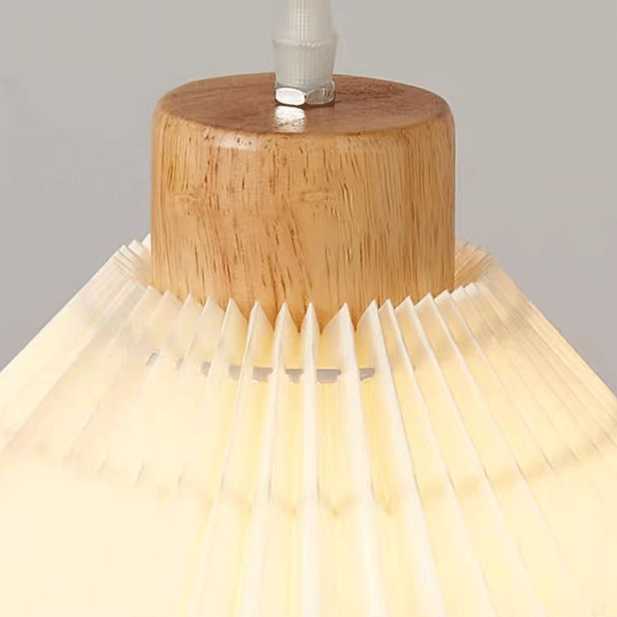 Modern Wooden And Acrylic Conical Kitchen Pendant Light, White, Trichromatic Light