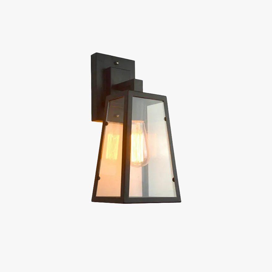 Modern Metal And Glass Polygonal Living Room Wall Lamp, Black