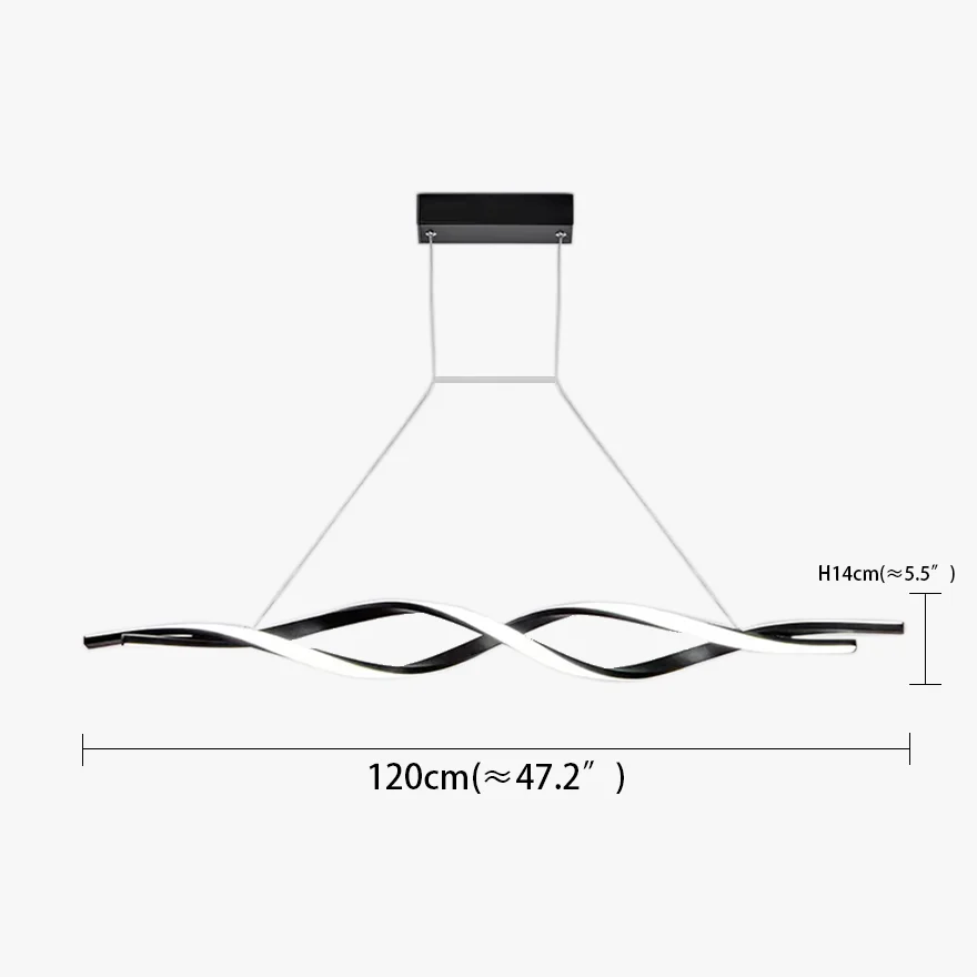 Minimalist Metal And Acrylic Wave Dining Room Pendant Light, Matte Black/Matte Grey