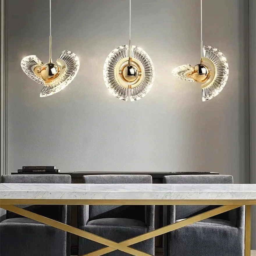 Modern Meta And Acrylic Uneven Study Room Chandelier Pendant Light, Gold