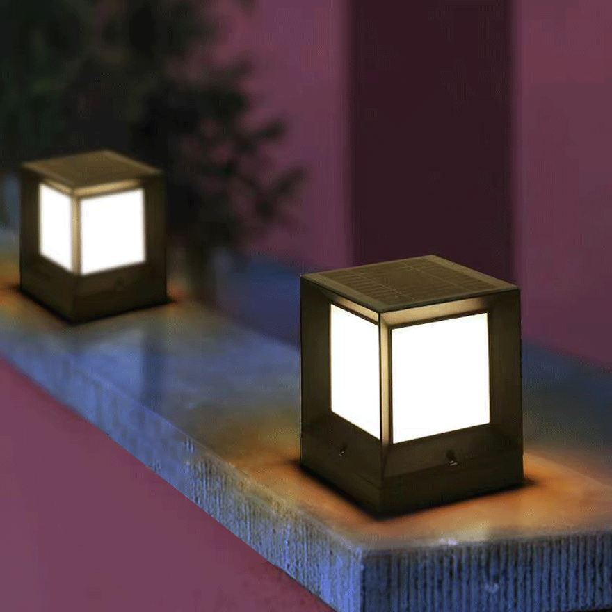 Minimalist Metal And Acrylic Rectangular Outdoor Pillar Light, Black