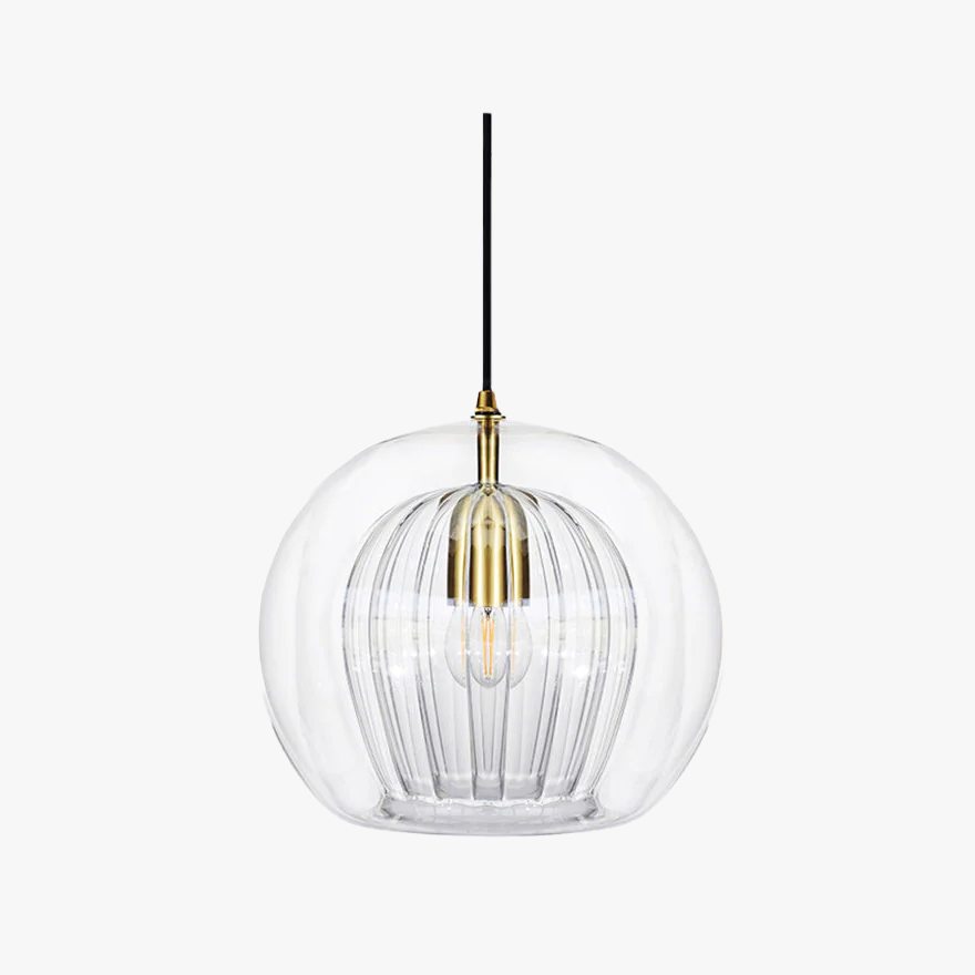 Classical Metal And Glass Bubble Bedroom Pendant Light, Amber/Clear, Trichromatic Light