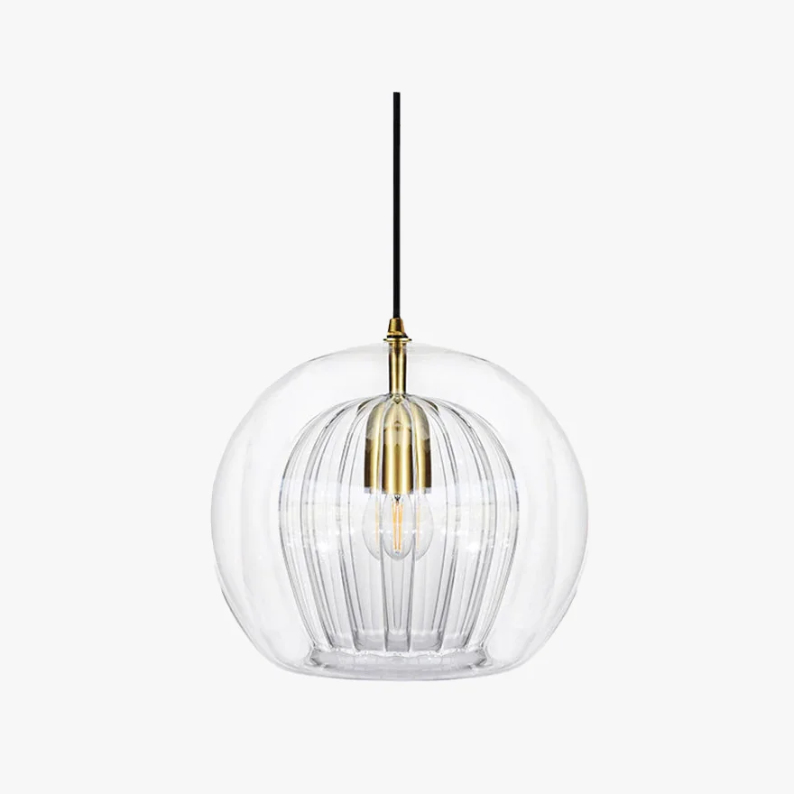 Classical Metal And Glass Bubble Bedroom Pendant Light, Amber/Clear, Trichromatic Light