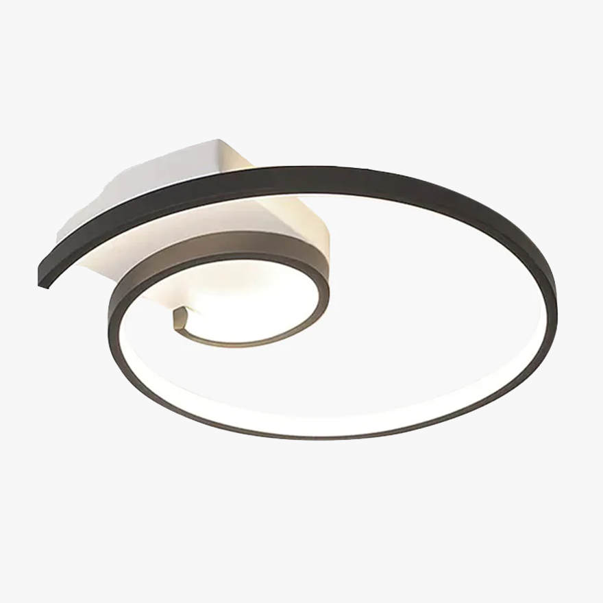 Designer Metal And Silicagel Spiral Dining Room Ceiling Light, Black-white/White