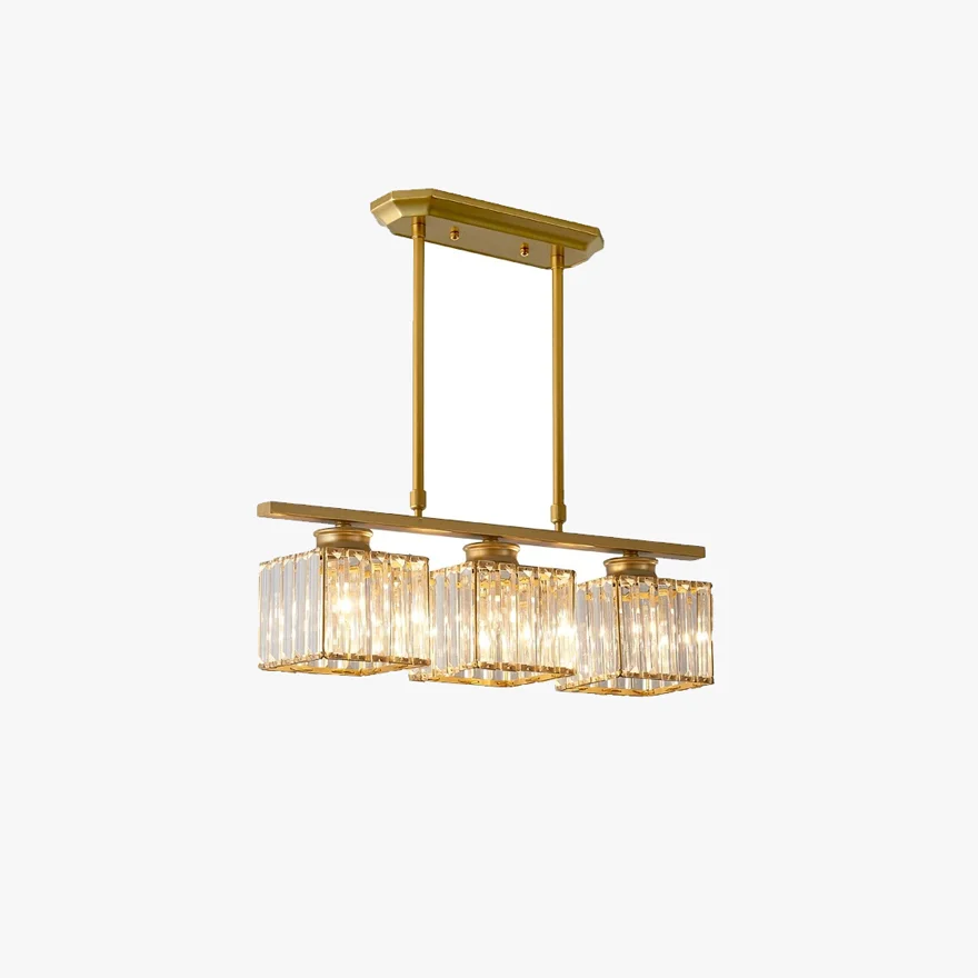 Modern Metal And Crystal Geometric Dining Room Pendant Light, Black/Gold