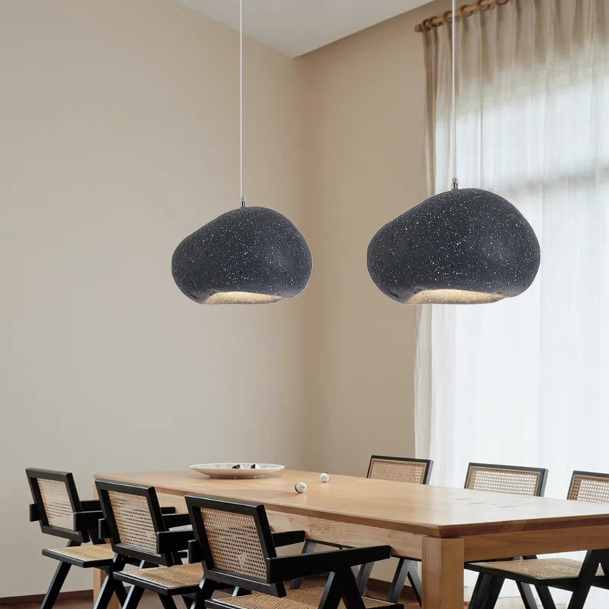 Designer Resin And Acrylic Bread Shape Bedroom Pendant Light, Black/Dark Blue/Grey/Light Blue