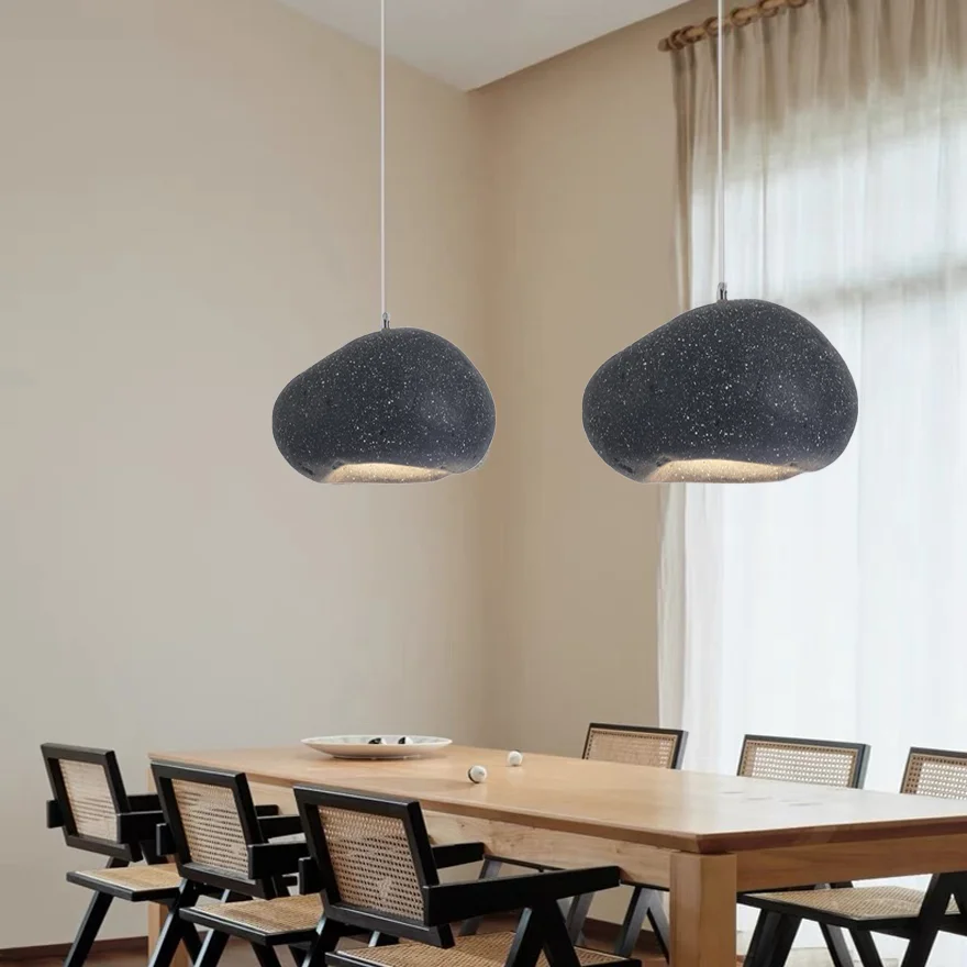 Designer Resin And Acrylic Bread Shape Bedroom Pendant Light, Black/Dark Blue/Grey/Light Blue