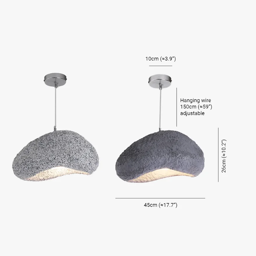 Minimalist Acrylic And Resin Bread Shape Dining Room Pendant Light, Grey/Dark Grey